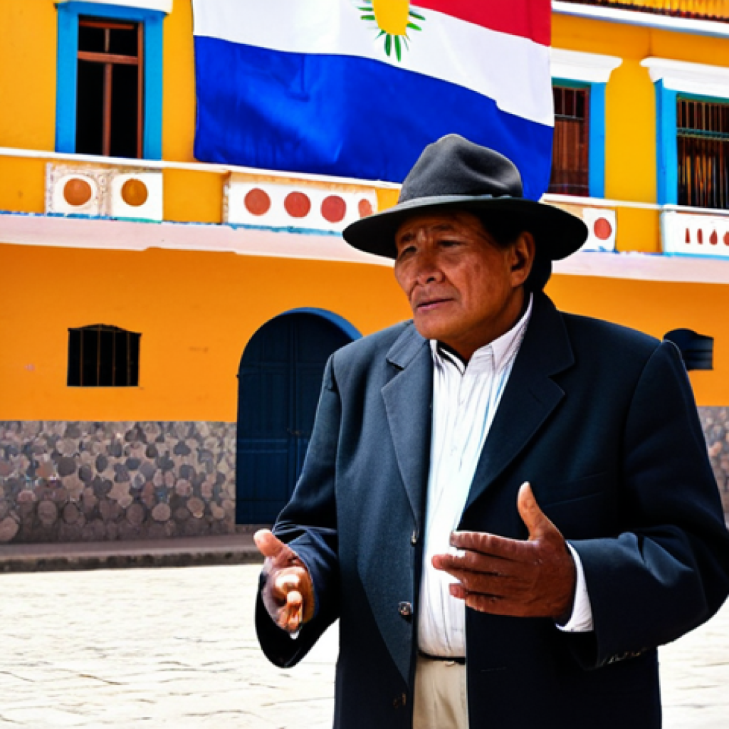 Indigenous Community Leader**

"A fully clothed, indigenous community leader in Bolivia, wearing traditional, modest clothing, addressing a group of people in a town square. Background shows colorful buildings and the Bolivian flag. Perfect anatomy, correct proportions, well-formed hands, proper finger count, natural pose, safe for work, appropriate content, professional, family-friendly."

**
